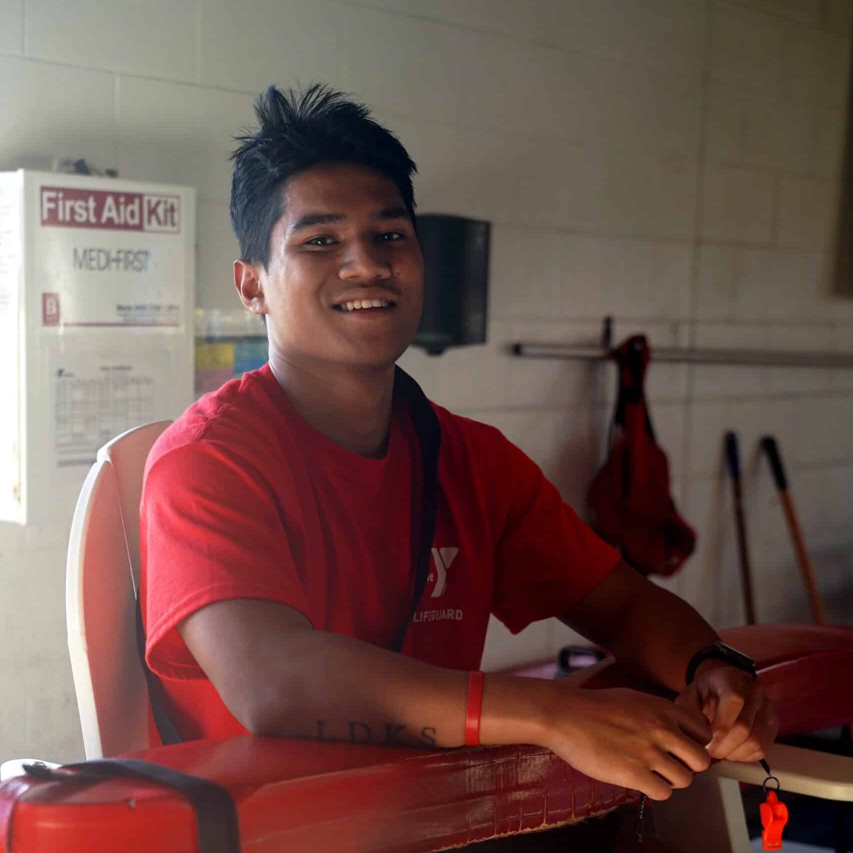 Lifeguard at the YMCA Pool participating in a training & certifications course
